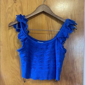 H&M Blue Ruffled Knit Women's Top